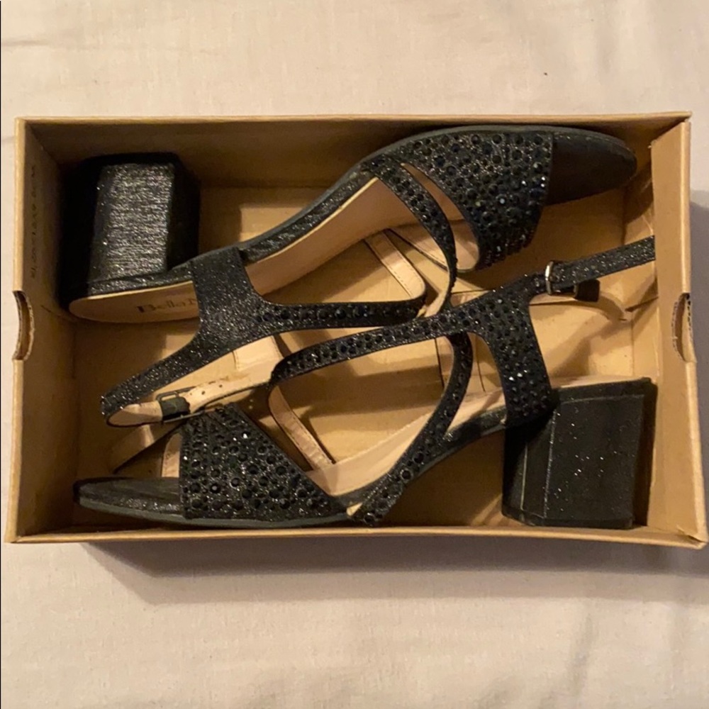 Black glitter heels